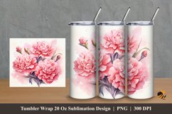 Carnation Flower Tumbler Wrap Sublimation Design 2 Product Image 1