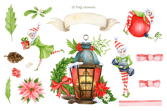 Christmas Lantern Home Watercolor Clipart Set 45 Elements Product Image 2