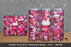 Doodle Love Cake Tumbler Wrap Sublimation Design 2 Product Image 1