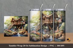 Tree House Tumbler Wrap Sublimation Design 2 Product Image 1