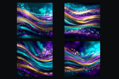 Glitter Teal Violet Golden Stripes backgrounds|Digital Paper Product Image 2