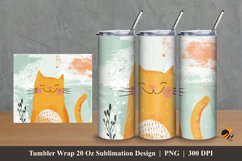 Orange Cat Tumbler Wrap Sublimation Design 2 Product Image 1