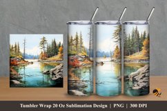 Blue River Tumbler Wrap Sublimation Design 2 Product Image 1