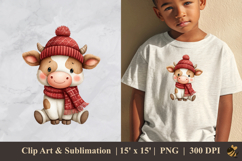 Cute Baby Cow DTF Sublimation Clipart Design 2 Product Image 1