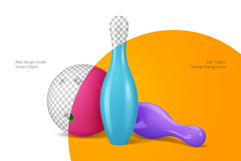 Bowling Ball with Bowling Pins Mockup Set Product Image 2