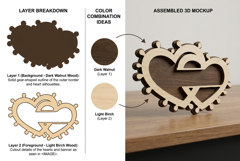 Double Heart Name Sign Laser Cut SVG Design Product Image 2