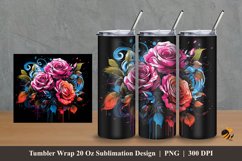 Grafitti Spray Rose Tumbler Wrap Sublimation Design 2 Product Image 1