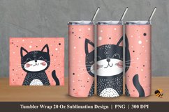 Happy Cat Tumbler Wrap Sublimation Design 2 Product Image 1