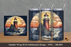Handdrawn Sea Tower Tumbler Wrap Sublimation Design 2 Product Image 1