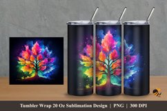 Colorful Maple Tree Tumbler Wrap Sublimation Design 2 Product Image 1