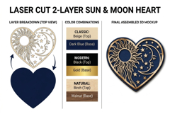 Sun and Moon Heart Mandala Celestial Laser Cut svg Product Image 2