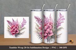 Red Bougainvillea Tumbler Wrap Sublimation Design 2 Product Image 1