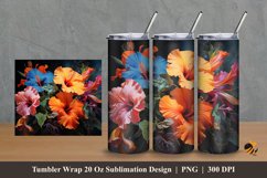 Hibiscus Garden Tumbler Wrap Sublimation Design 2 Product Image 1