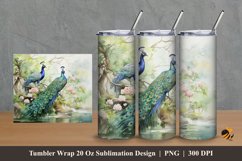 Peacock Nature Tumbler Wrap Sublimation Design 2 Product Image 1