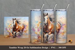Horse Painting Tumbler Wrap Sublimation Design 2 Product Image 1