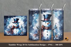 Midnight Snowman Tumbler Wrap Sublimation Design 2 Product Image 1