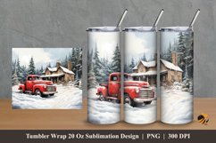 Winter Truck Tumbler Wrap Sublimation Design 2 Product Image 1