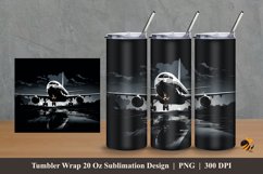 Black Plane Tumbler Wrap Sublimation Design 2 Product Image 1