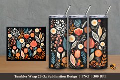 Cute Floral Batik Tumbler Wrap Sublimation Design 2 Product Image 1