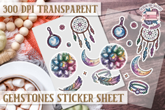 Gemstones sticker sheet Colorful Scrapbook PNG Gems Diamonds Product Image 1
