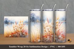 Watercolor Lake Bush Tumbler Wrap Sublimation Design 2 Product Image 1