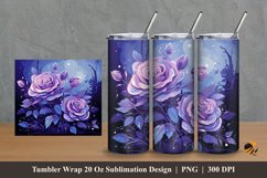Beauty Purple Rose Tumbler Wrap Sublimation Design 2 Product Image 1