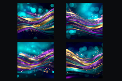 Glitter Teal Violet Golden Stripes backgrounds|Digital Paper Product Image 2