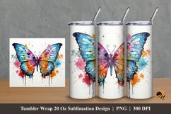 Butterflies Painting Tumbler Wrap Sublimation Design 2 Product Image 1