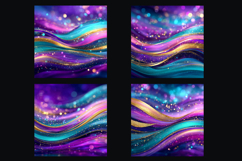 Glitter Teal Violet Golden Stripes backgrounds|Digital Paper Product Image 2