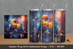 Lovebird Chirping Tumbler Wrap Sublimation Design 2 Product Image 1