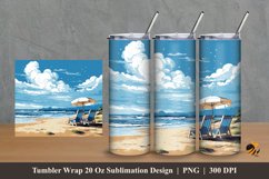 Beach and Chair Tumbler Wrap Sublimation Design 2 Product Image 1
