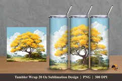 Yellow Tree Tumbler Wrap Sublimation Design 2 Product Image 1