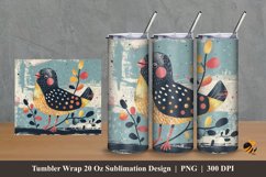 Cute Quail Tumbler Wrap Sublimation Design 2 Product Image 1