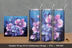 Garbera Flower Tumbler Wrap Sublimation Design 2 Product Image 1