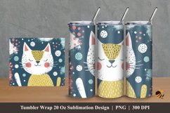 Handdrawn Cute Cat Tumbler Wrap Sublimation Design 2 Product Image 1