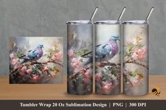 Flower Dove Tumbler Wrap Sublimation Design 2 Product Image 1
