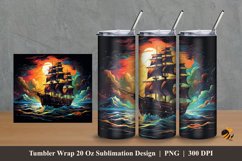 Pirates Ship Tumbler Wrap Sublimation Design 2 Product Image 1