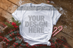 Christmas White T-shirt mockup - Christmas Background Product Image 1