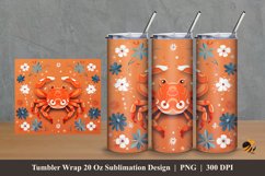 Cute Crab And Flower Tumbler Wrap Sublimation Design 2 Product Image 1