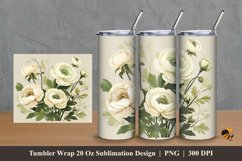 Ranunculus Flower Tumbler Wrap Sublimation Design 2 Product Image 1