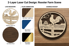 Farm Rooster Landscape Round Frame Laser Cut SVG Product Image 2