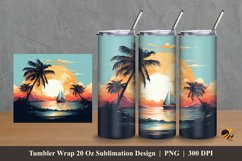 Sunset Seaboard Tumbler Wrap Sublimation Design 2 Product Image 1