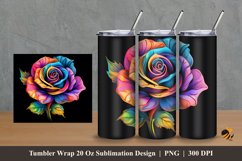Rose Neon Tumbler Wrap Sublimation Design 2 Product Image 1