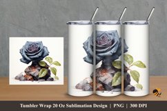 Black Rose Tumbler Wrap Sublimation Design 2 Product Image 1