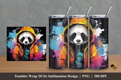 Panda Wearing Jacket Tumbler Wrap Sublimation Design 2 Product Image 1