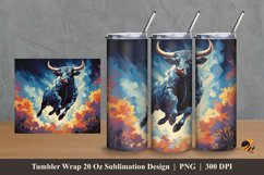 Bull Jumps Tumbler Wrap Sublimation Design 2 Product Image 1