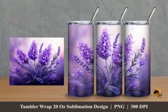 Lavender Floral Tumbler Wrap Sublimation Design 2 Product Image 1