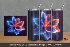 Fantasy Neon Flower Tumbler Wrap Sublimation Design 2 Product Image 1