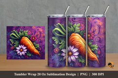Carrot And Flower Tumbler Wrap Sublimation Design 2 Product Image 1