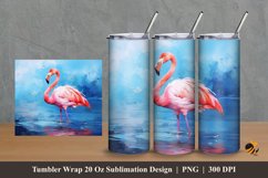 Painting Flamingo Tumbler Wrap Sublimation Design 2 Product Image 1
